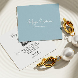 DUSTY BLUE Modern CHIC Minimal QR-kod Fyrkantigt Visitkort