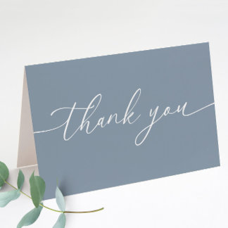 Dusty Blue Modern Elegant bröllop är uppvägd Tack Kort