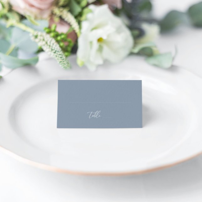 Dusty Blue Modern Elegant bröllop Blank Place Card Placeringskort (Skapare uppladdad)