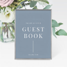 Dusty Blue Modern Elegant bröllop Guestbook-tecken