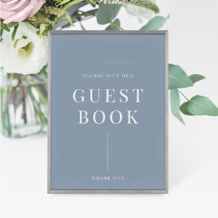 Dusty Blue Modern Elegant bröllop Guestbook-tecken