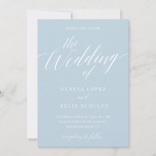 Dusty Blue Modern Elegant Calligraphy Bröllop Inv Inbjudningar
