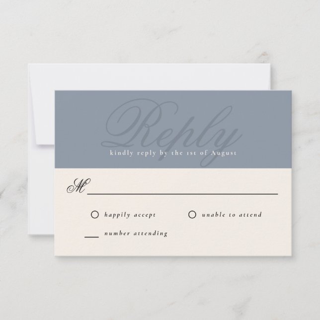 Dusty Blue Modern Elegant Minimal Monogram-OSA OSA Kort (Framsida)