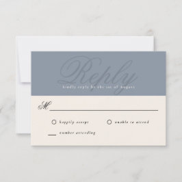 Dusty Blue Modern Elegant Minimal Monogram-OSA OSA Kort