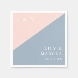 Dusty Blue Modern Elegant Monogram Bröllop Pappersservett