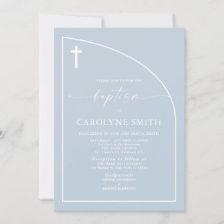 Dusty Blue Modern Minimal Firande-baptism Inbjudningar