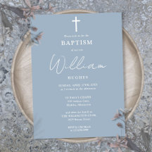 Dusty Blue Modern Minimalist Baptism Christening