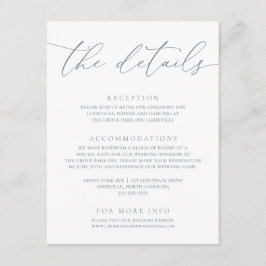 Dusty Blue Modern Minimalist Bröllop-djurutrymmets Tilläggskort