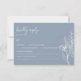 Dusty Blue Modern Minimalist Bröllop Elegant OSA Kort