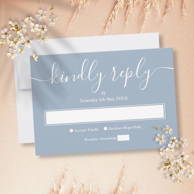 Dusty Blue Modern Minimalist Elegant Script OSA Kort (Skapare uppladdad)