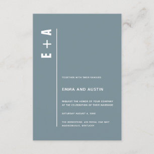 Dusty Blue Modern minimalist Initialer Bröllop Inbjudningar