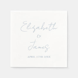 Dusty Blue Modern Minimalist Script-bröllop Pappersservett