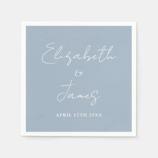 Dusty Blue Modern Minimalist Script-bröllop Pappersservett