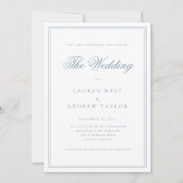Dusty Blue Modern Minimalist Wedding-inbjudan Inbjudningar
