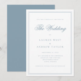 Dusty Blue Modern Minimalist Wedding-inbjudan Inbjudningar