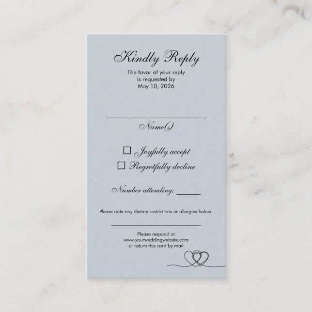 Dusty Blue Modern Mix and Match Wedding RSVP Card Visitkort (Framsida)