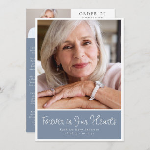 Dusty Blue Modern Photo Order Funeral Program