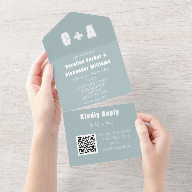 Dusty Blue Modern QR-kod, fetstil, Elegant (Avrivbar del)
