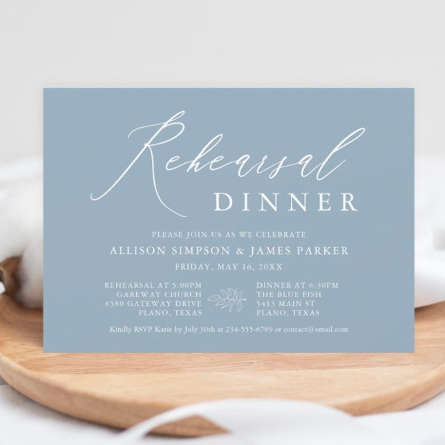 Dusty Blue Modern Rehearsal Dinner-inbjudan Inbjudningar (Skapare uppladdad)