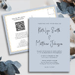 Dusty Blue Modern Script allt i en enkel Bröllop Inbjudan Vykort<br><div class="desc">Dusty Blue Modern Script allt i ett enkelt, minimalistiskt bröllop. Fira din speciella dag med den här eleganten och ett vackert bröllopskort för att passa ditt speciella tillfälle. Alla texterna är i förväg ordnade så att du enkelt och snabbt kan anpassa dig med dina egna detaljer. Om du behöver anpassa...</div>