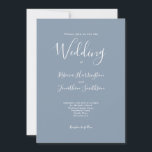 Dusty Blue Modern Script Bröllop Inbjudningar<br><div class="desc">Detta helt enkelt designade och fantastiska bröllopsinbjudningskort har en elegant,  modern och minimal typografisk utformning med ett dammigt blått färg-system. Redo för dig att anpassa dig med information om din speciella dag. Bläddra i Dusty Blue Modern Script Bröllop Suite om du vill matcha mallobjekt.</div>