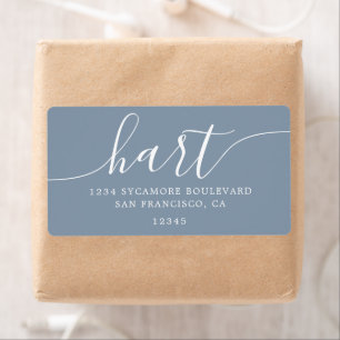 Dusty Blue Modern Script-Returadress Fraktsedel