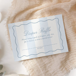 Dusty Blue Modern Stripe Diaper Raffle Ticket Tilläggskort