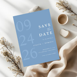 Dusty Blue Modern Typography Minimalist Wedding Spara Datumet