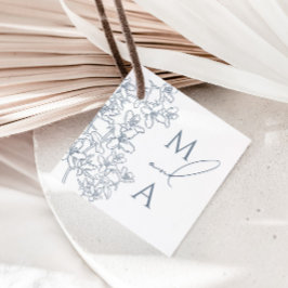 Dusty Blue Modern Vintage Monogram Bröllop Gåvor Etiketter