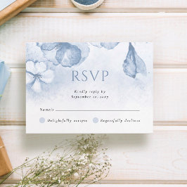 Dusty Blue Modern Watercolor Blommigt Bröllop OSA Kort