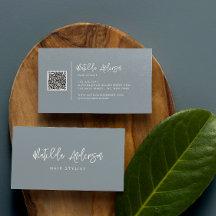 Dusty blue, modernt, lägsta QR CODE