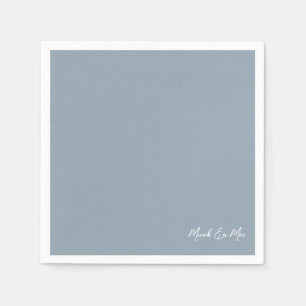 Dusty Blue Möhippa Couplel Namn Cocktail Napkins Pappersservett