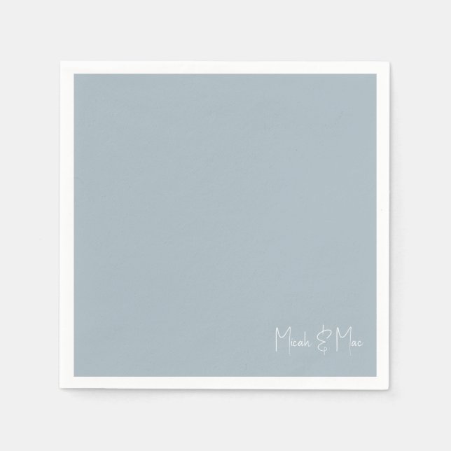 Dusty Blue Möhippa par Namn Cocktail Napkins Pappersservett (Framsidan)