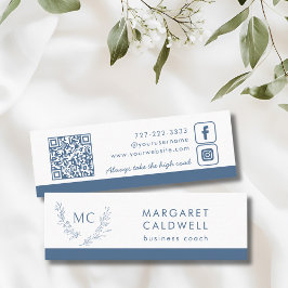 Dusty Blue Monogram andedräkt Mini Visitkort