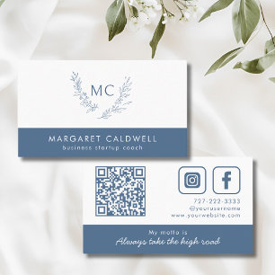 Dusty Blue Monogram andedräkt Visitkort