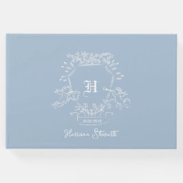 Dusty Blue Monogram Baby Shower Guest Bok