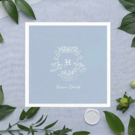 Dusty Blue Monogram Baby Shower Napkins Pappersservett