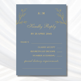Dusty Blue Monogram botaniskt Bröllop OSA-kort OSA Kort