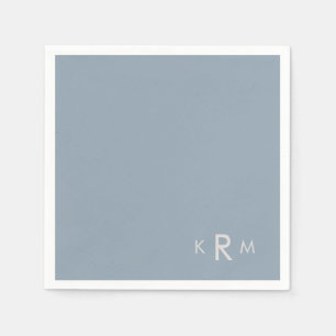 Dusty Blue Monogram Bröllop Cocktail Pappersservett