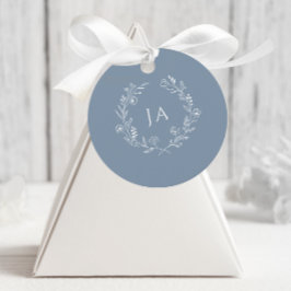 Dusty Blue Monogram Bröllop Gåvor Etiketter