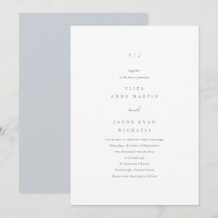 Dusty Blue Monogram bröllopsinbjudan Inbjudningar