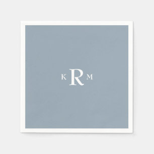 Dusty Blue Monogram Cocktail Napkins Pappersservett