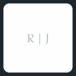 Dusty Blue Monogram Initialer Minimal Bröllop Fyrkantigt Klistermärke<br><div class="desc">Designad med textmall för monogrammat initialer som du kan anpassa!</div>