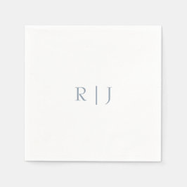 Dusty Blue Monogram Initialer Minimal Bröllop Pappersservett