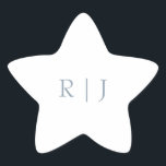 Dusty Blue Monogram Initialer Minimal Bröllop Stjärnformat Klistermärke<br><div class="desc">Designad med textmall för monogrammat initialer som du kan anpassa!</div>