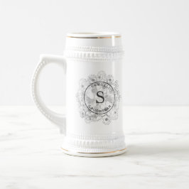 Dusty Blue Monogram Marskalkar Beer Stein Sejdel