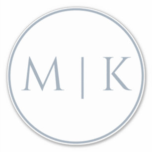 Dusty Blue Monogram Namn enkel minimal Bröllop Klistermärken