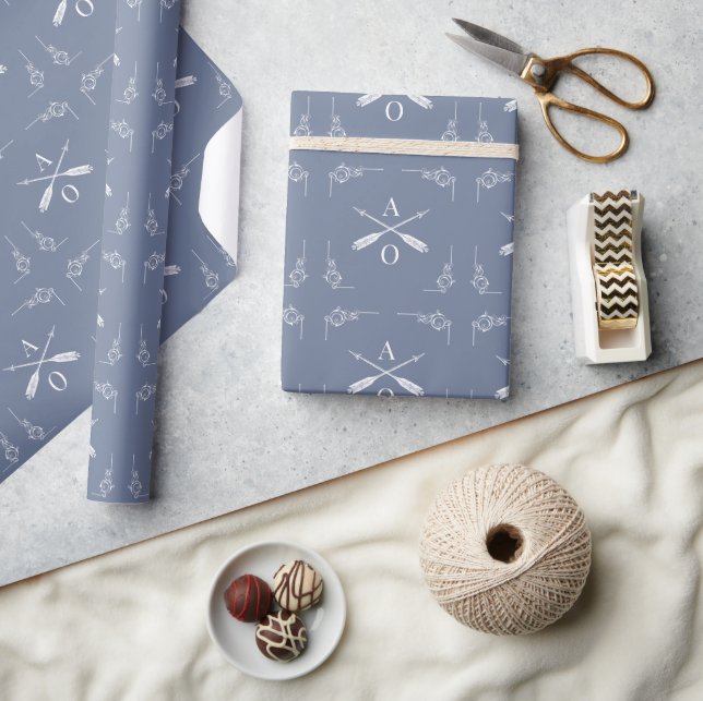 Dusty Blue Monogram och pilar Presentpapper (Hantverk)