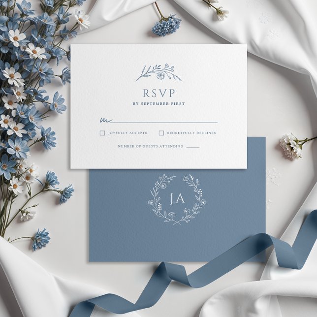 Dusty Blue Monogram OSA Kort (Skapare uppladdad)