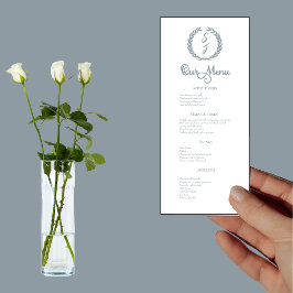 Dusty Blue Monogram Utandning Vit innermeny Meny